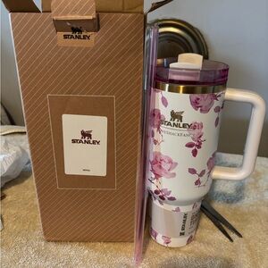 Stanley Pink Floral Mug with Straw